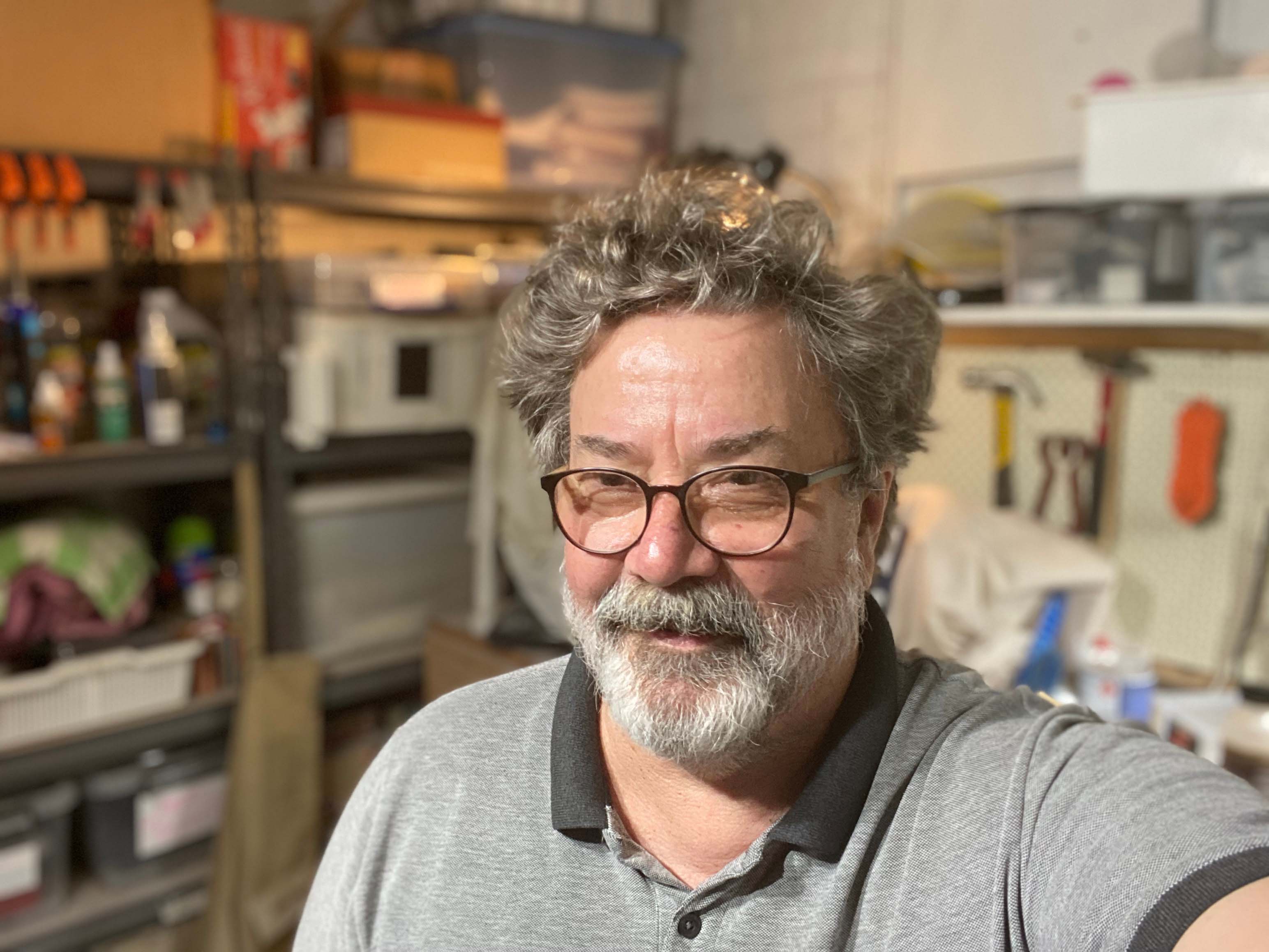 David at the bench with wooden spatula